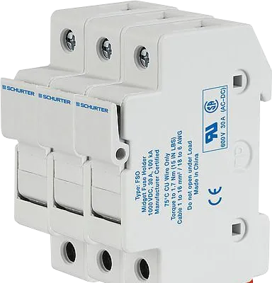 0091.0003, FSO DIN Rail Mount Fuse Holder 3 Pole for 10.3 x 38mm, 1000VDC Solar PV Fuse (ASO Series)
