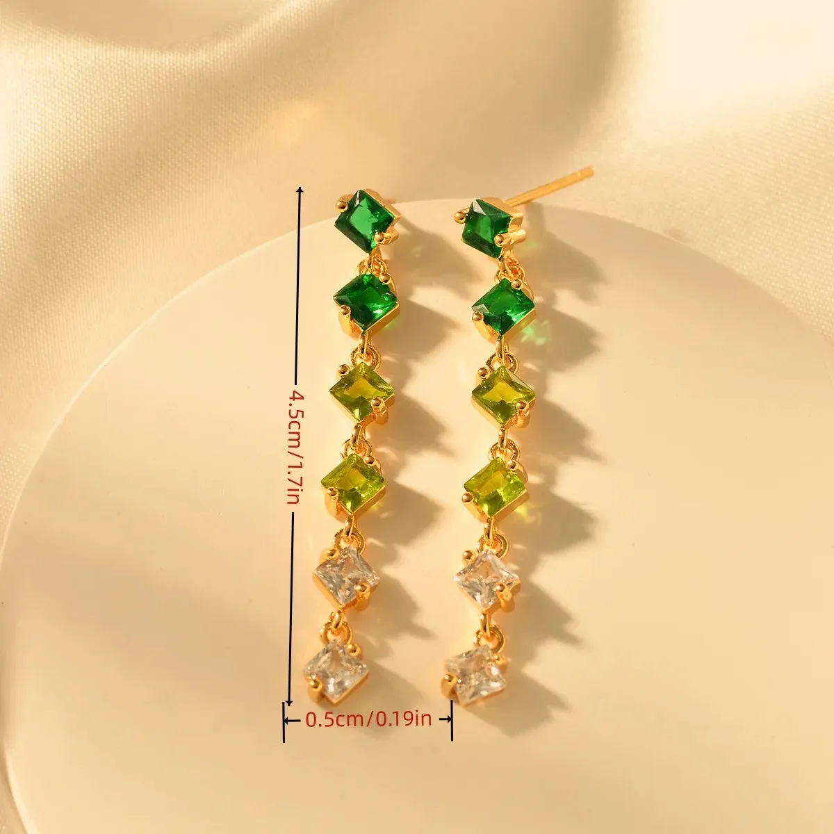 1 Pair Elegant Geometric Color Block Copper Drop Earrings