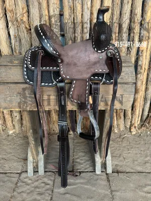 10" Sheridan Youth Ranch Saddle Chocolate/White Buckstitch