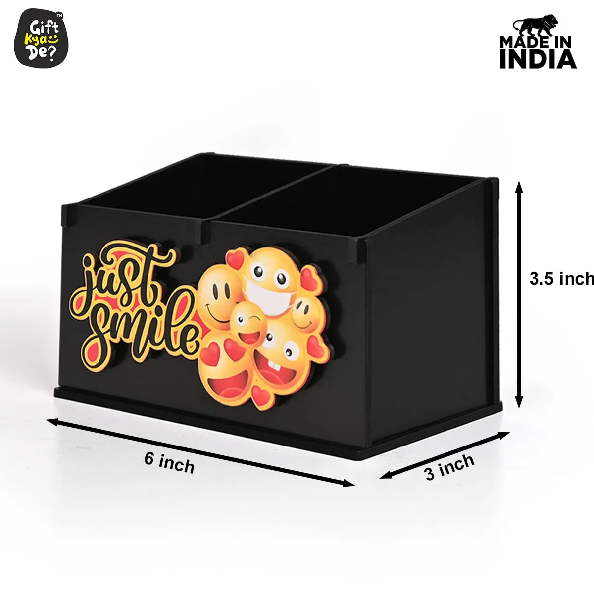2 Compartment Funky Cosmetic Organizer | Desk Organizer For Girls | Makeup Box With Smileys And Emoji (Eco Friendly)