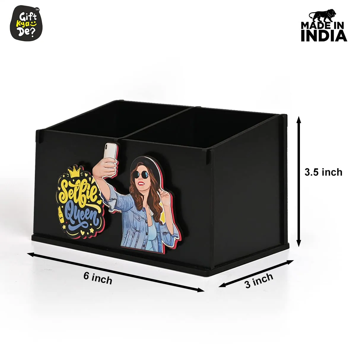 2 Compartment Funky Cosmetic Organizer | Desk Organizer For Girls | Makeup Box With Smileys And Emoji (Eco Friendly)