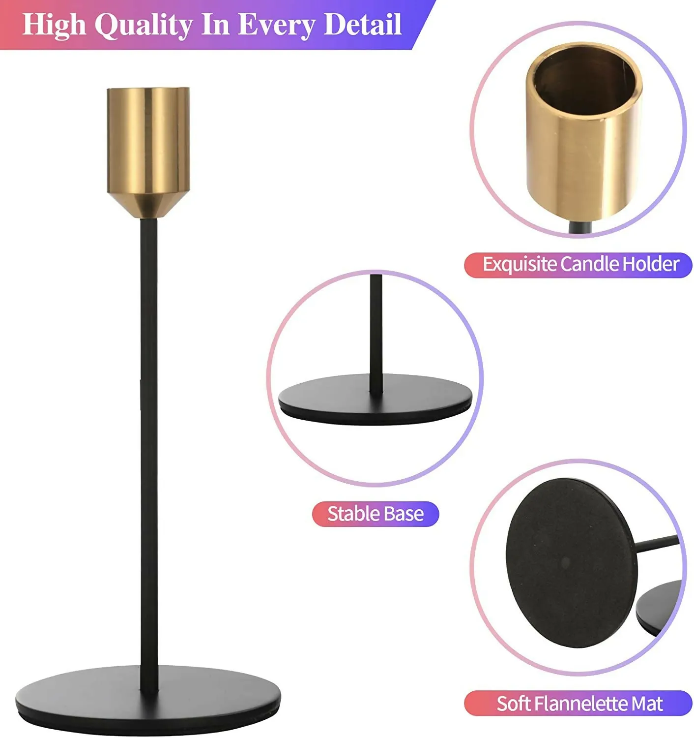 2 PCs Metal Candle Holder-Golden Cups