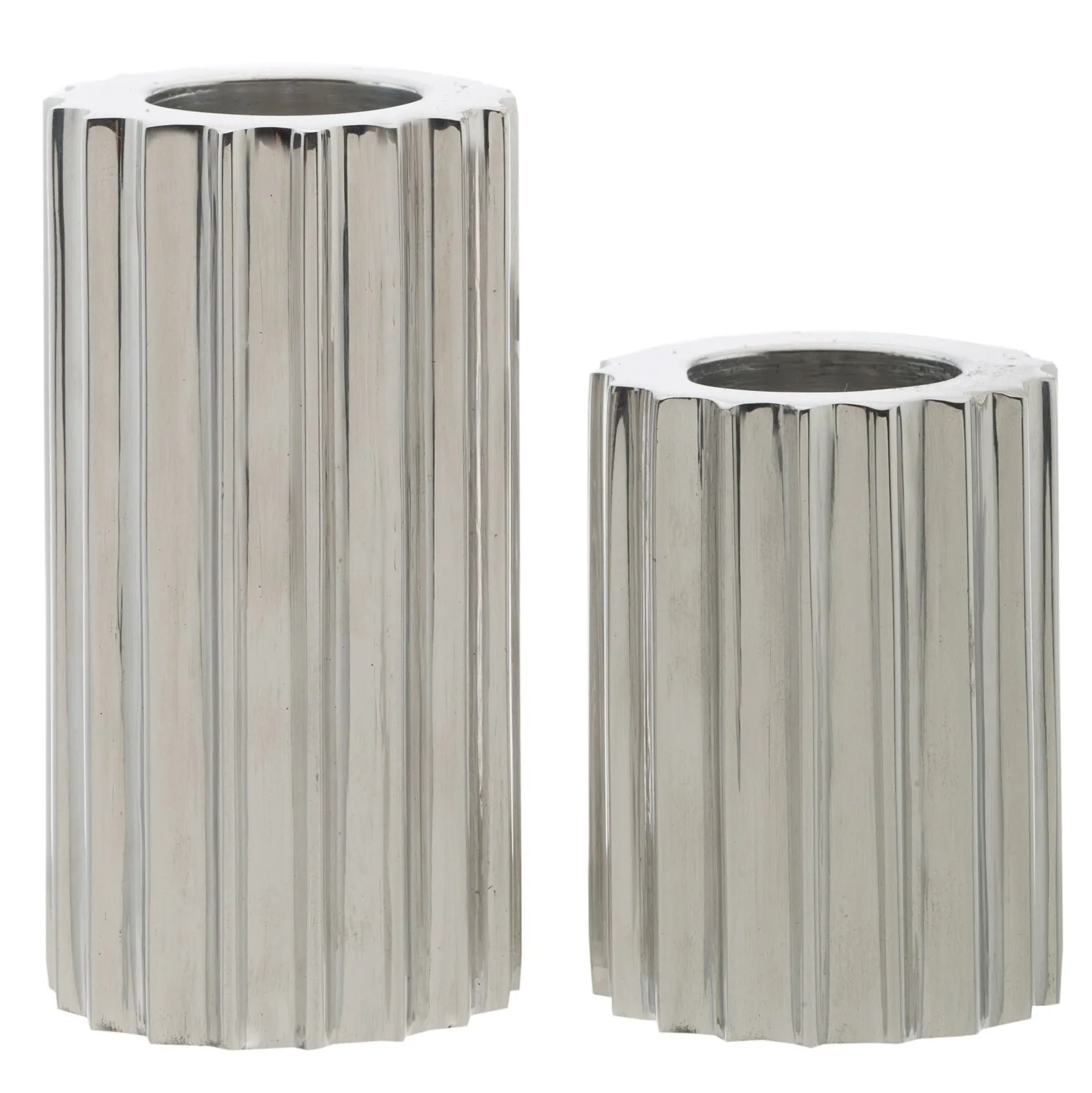 2 Piece Ribb Taper Candle Holder Set
