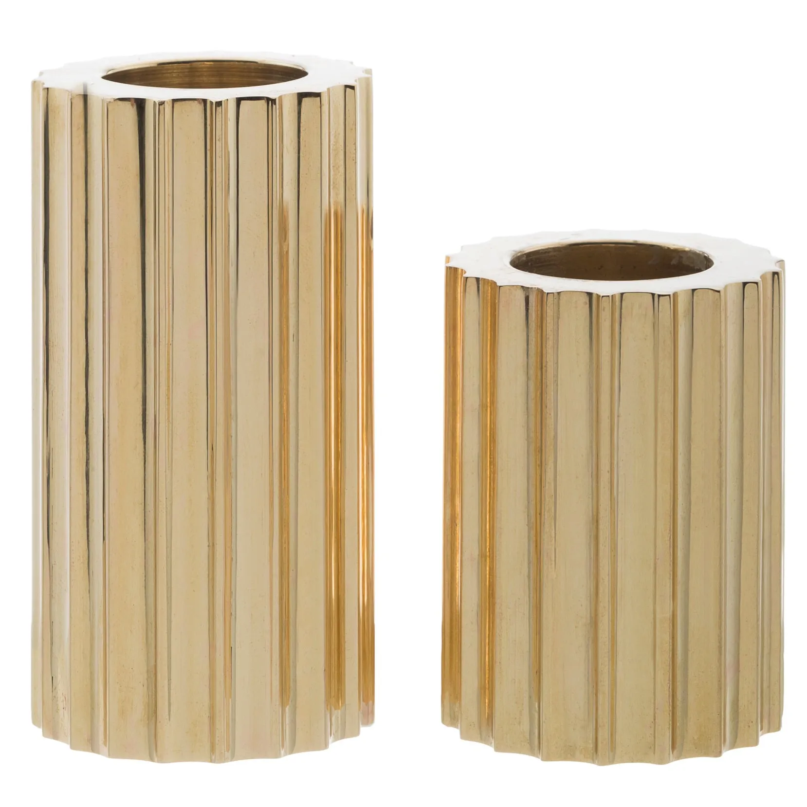 2 Piece Ribb Taper Candle Holder Set