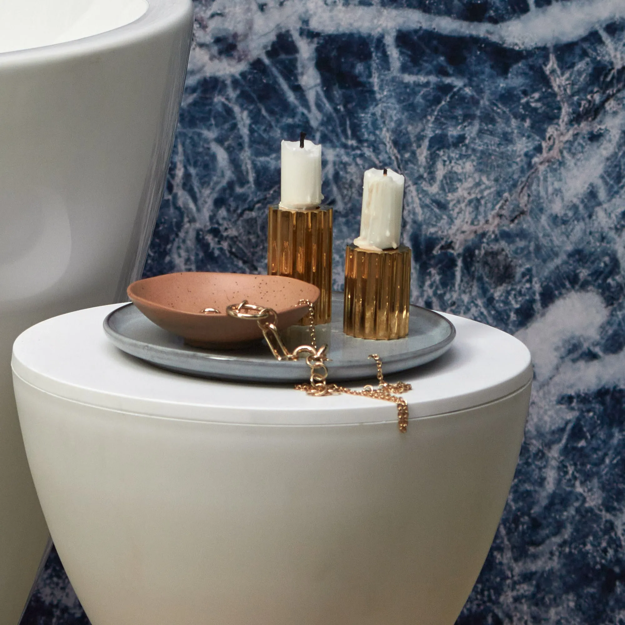 2 Piece Ribb Taper Candle Holder Set