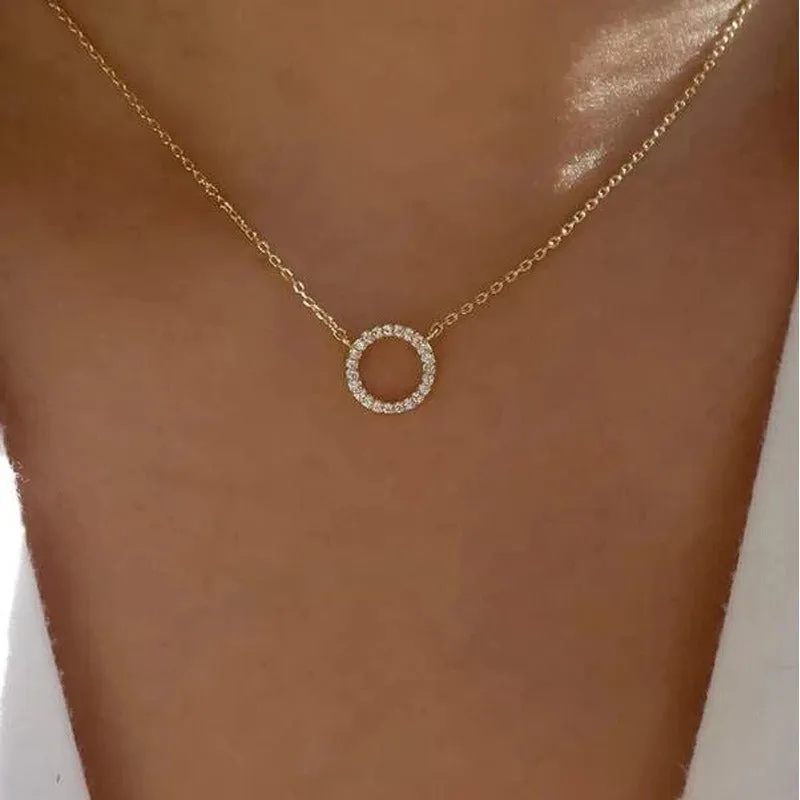 2021 Trend Elegant Jewelry Crystal Love Letter Pendant Necklace Golden Color