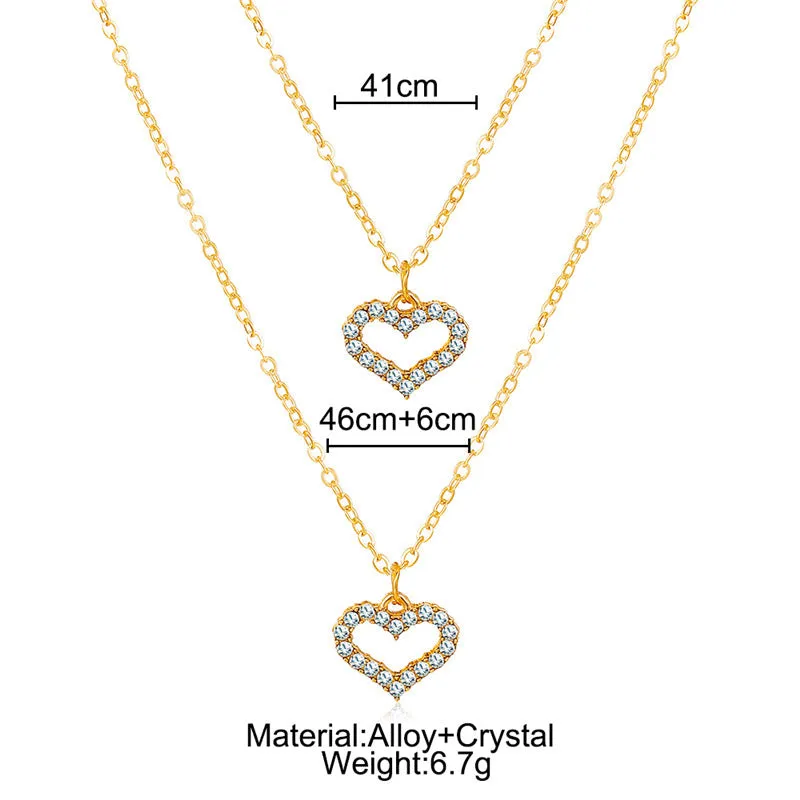2021 Trend Elegant Jewelry Crystal Love Letter Pendant Necklace Golden Color