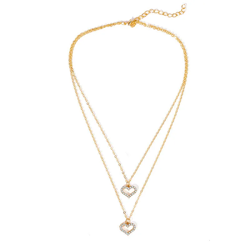2021 Trend Elegant Jewelry Crystal Love Letter Pendant Necklace Golden Color