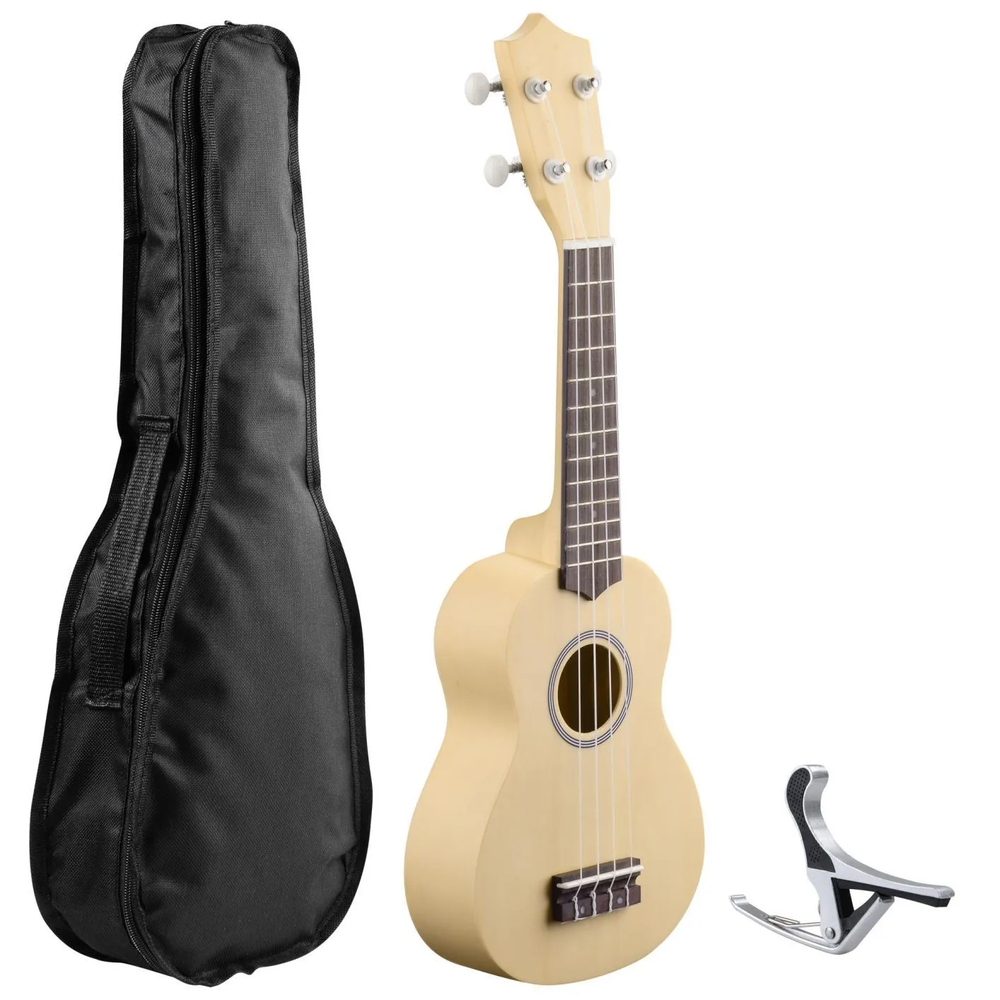 21" 4 String Ukulele Hawaiian Guitar Concert Music Show Talent Gift w/ Bag Tuner Basswood Color