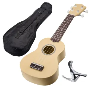 21" 4 String Ukulele Hawaiian Guitar Concert Music Show Talent Gift w/ Bag Tuner Basswood Color