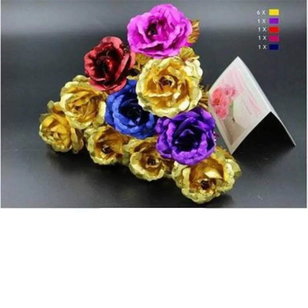 24k Gold Long Stem Roses - 10 Count with 'Love You For Life' Stand and Card Set