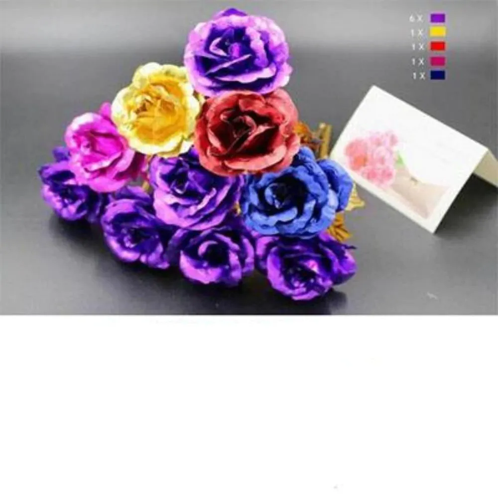 24k Gold Long Stem Roses - 10 Count with 'Love You For Life' Stand and Card Set