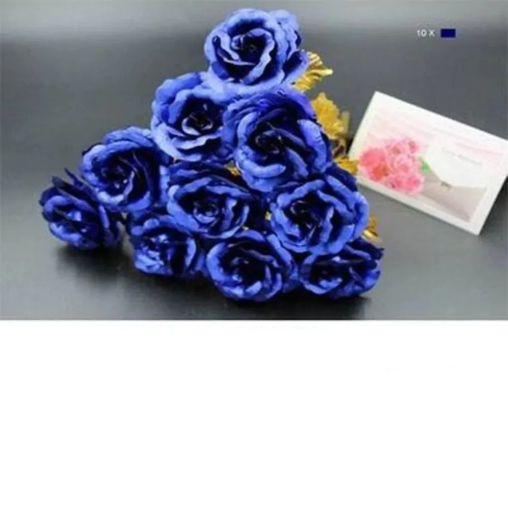 24k Gold Long Stem Roses - 10 Count with 'Love You For Life' Stand and Card Set