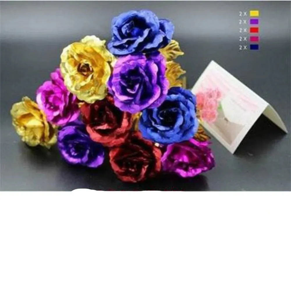 24k Gold Long Stem Roses - 10 Count with 'Love You For Life' Stand and Card Set