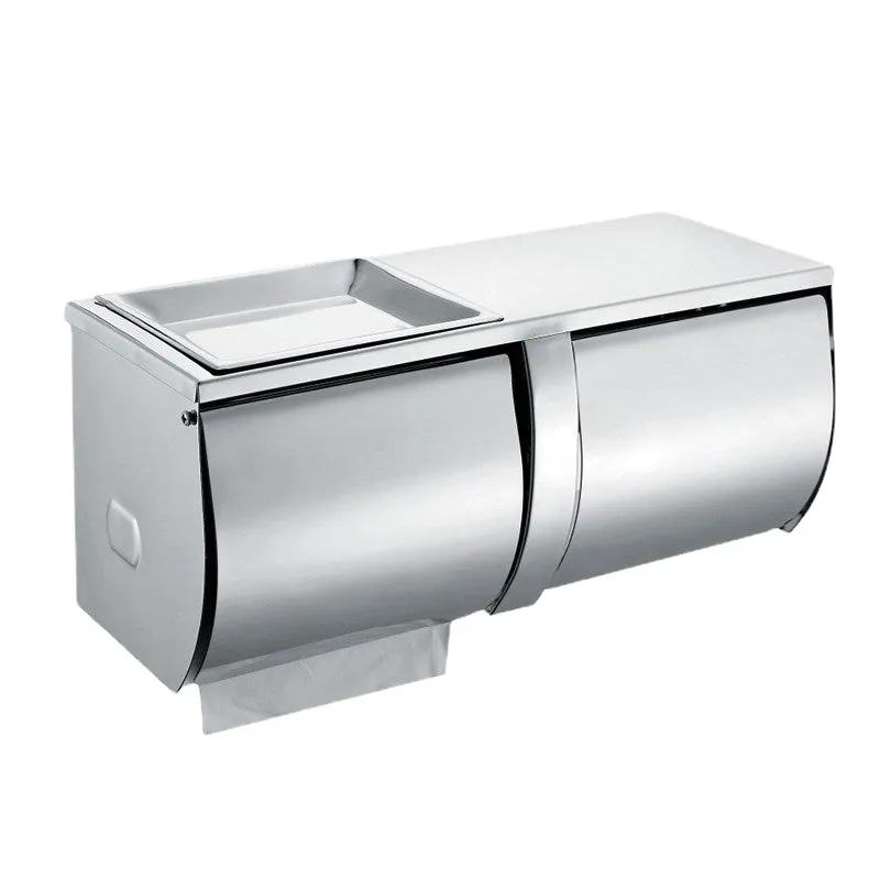 304 Stainless Steel Tissue Box Sealed Waterproof Double Tissue Holder with Cigarette Box Square