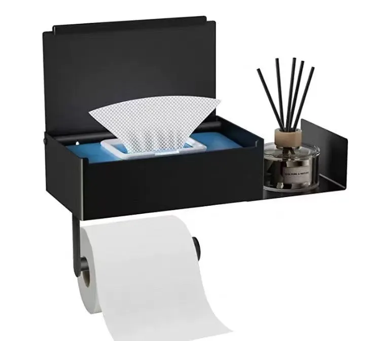 304 Stainless Steel Tissue Box Toilet Tissue Holder Punch-Free Storage Rack Roll Stand