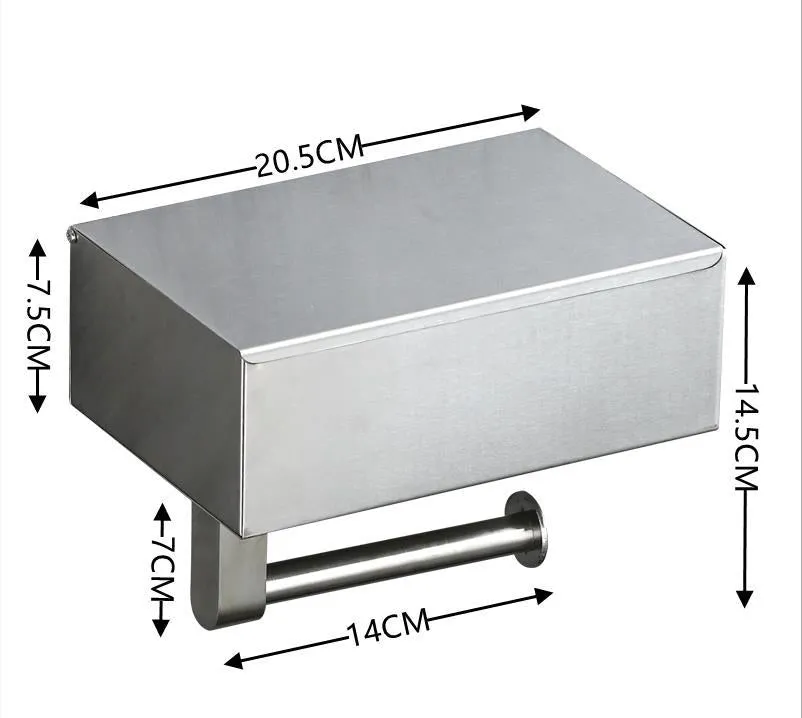 304 Stainless Steel Tissue Box Toilet Tissue Holder Punch-Free Storage Rack Roll Stand