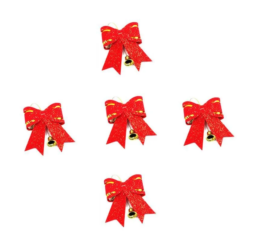 5 Pcs Red and Gold Christmas Tree Bows XMAS Decoration Ornament