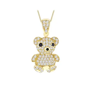 9ct Gold Teddy Bear Pendant Necklace - 21mm