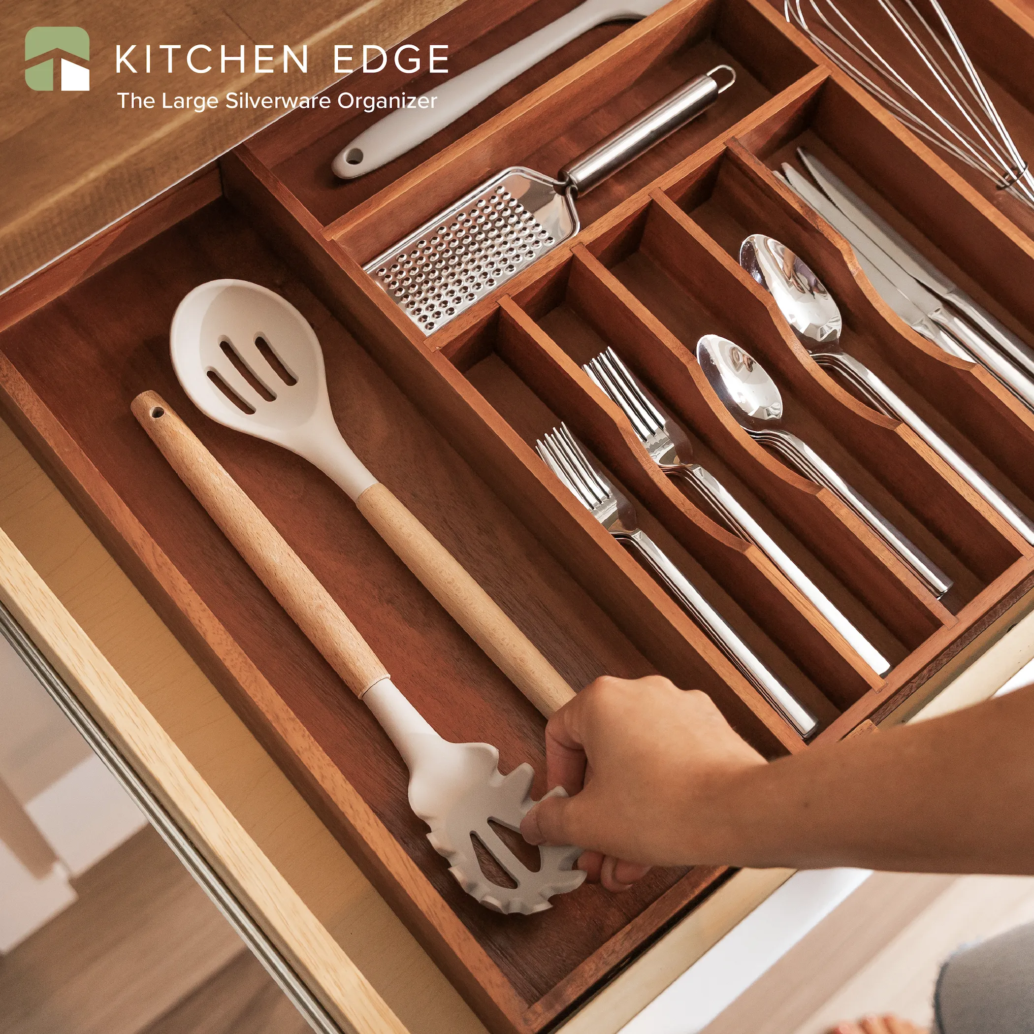 Acacia Drawer Organizer for Silverware & Utensils (Expands 15.75-28in)