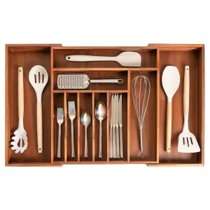 Acacia Drawer Organizer for Silverware & Utensils (Expands 15.75-28in)