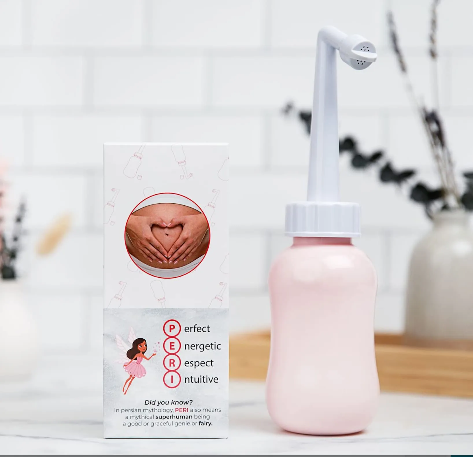 Adorable Pink Peri Bottle - Portable Bidet - Upside Down There Care Squeeze | Menstrual Cup Buddy   Travel Bag | NO More Wasting Toilet Paper   Zero Waste Period 360ml (12 oz) Adorable Pink 12.0 ounces