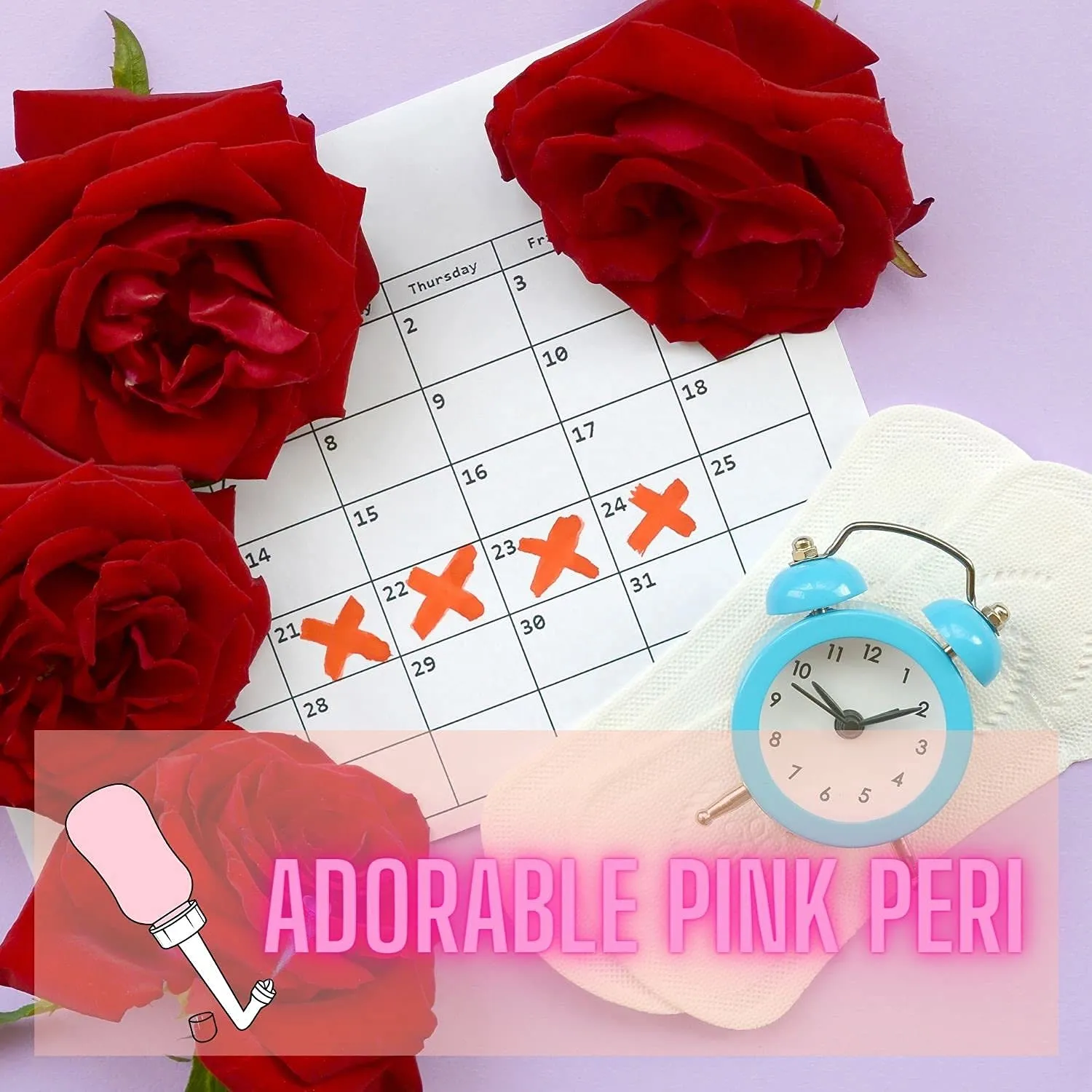 Adorable Pink Peri Bottle - Portable Bidet - Upside Down There Care Squeeze | Menstrual Cup Buddy   Travel Bag | NO More Wasting Toilet Paper   Zero Waste Period 360ml (12 oz) Adorable Pink 12.0 ounces