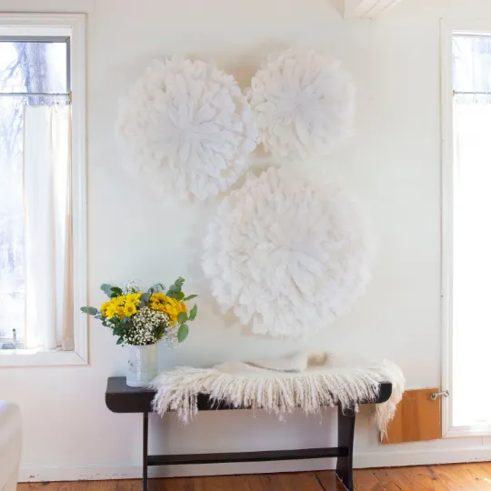 African JuJu Hat Feather Wall Art and Decor - Fluorescent Lavender
