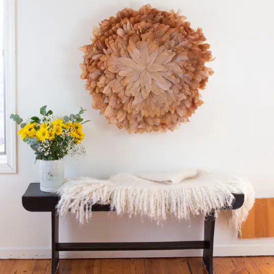 African JuJu Hat Feather Wall Art and Decor - Fluorescent Lavender