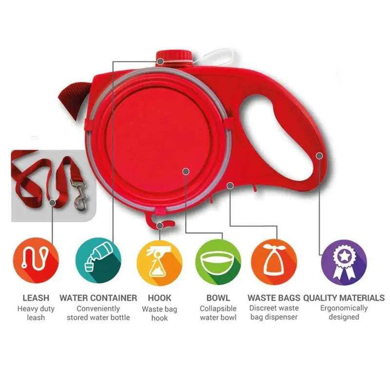 Aiitle Built-in Water Bottle 4 in 1 Dog Retractable Leash