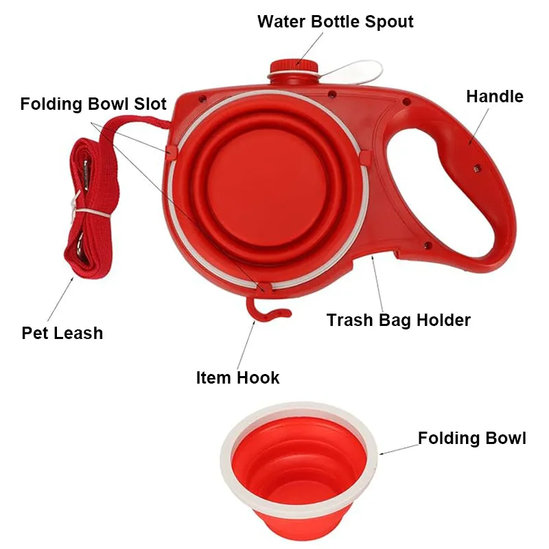 Aiitle Built-in Water Bottle 4 in 1 Dog Retractable Leash