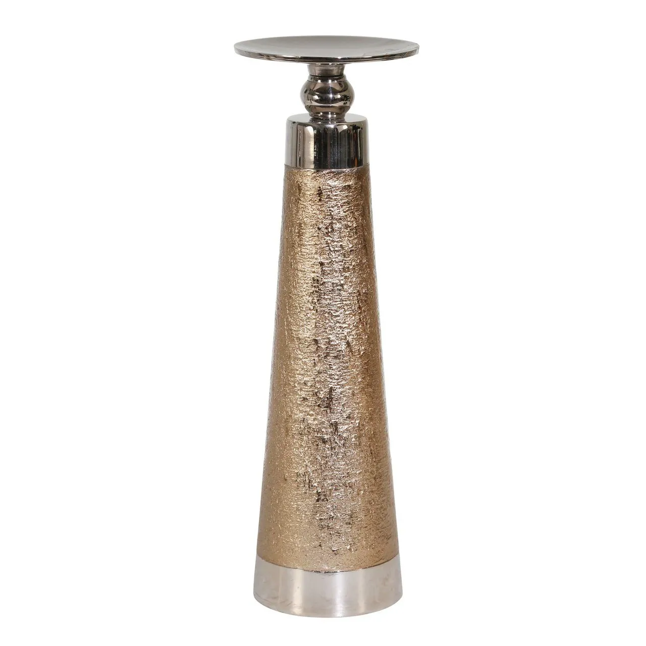 ALUMINUM 13" PILLAR HOLDER, GOLD/SILVER