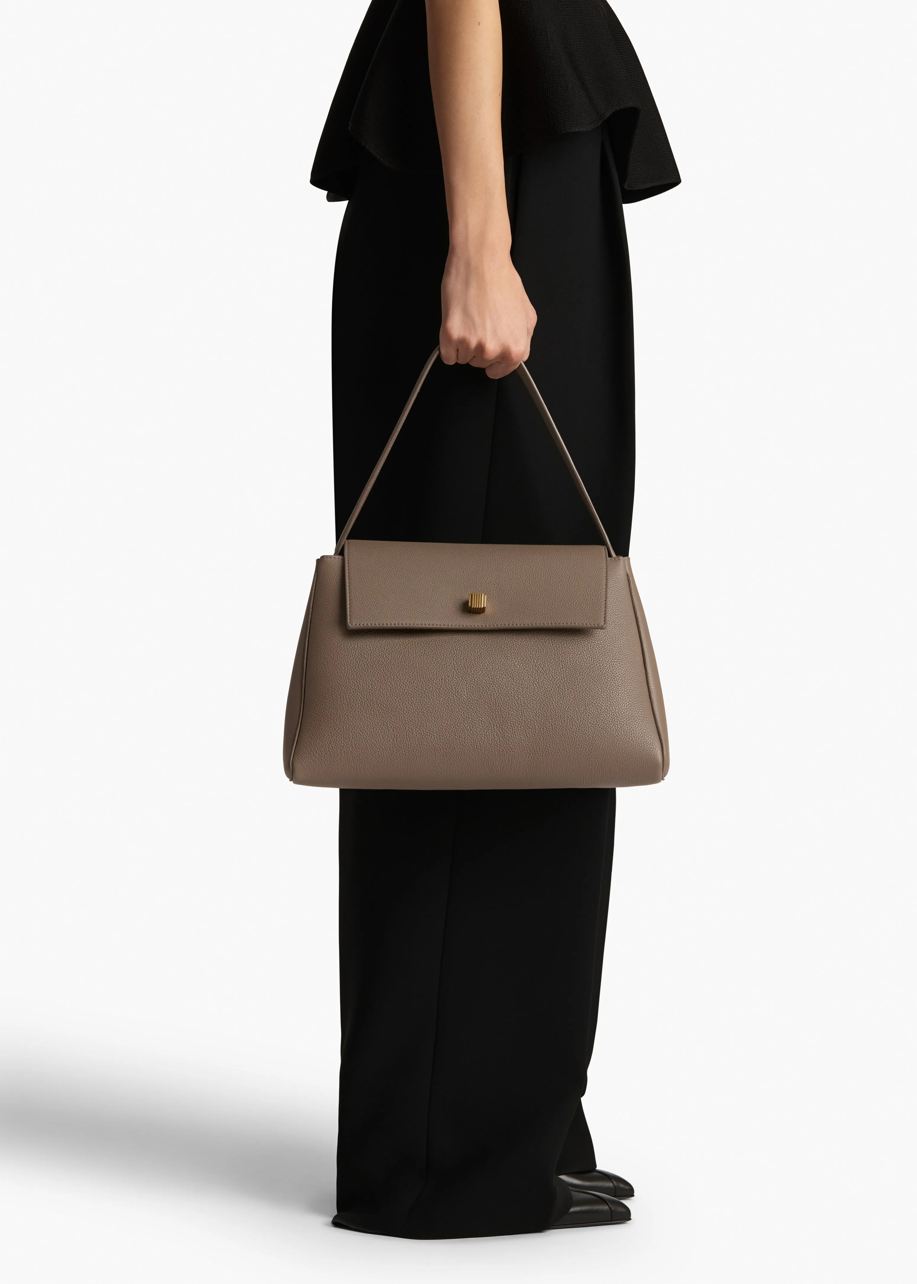 Audrey Top Handle Bag in Elephant Pebbled Leather