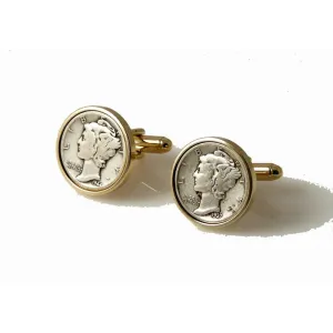AUTHENTIC MERCURY DIME CUFFLINKS | NEW ORLEANS CUFFLINKS