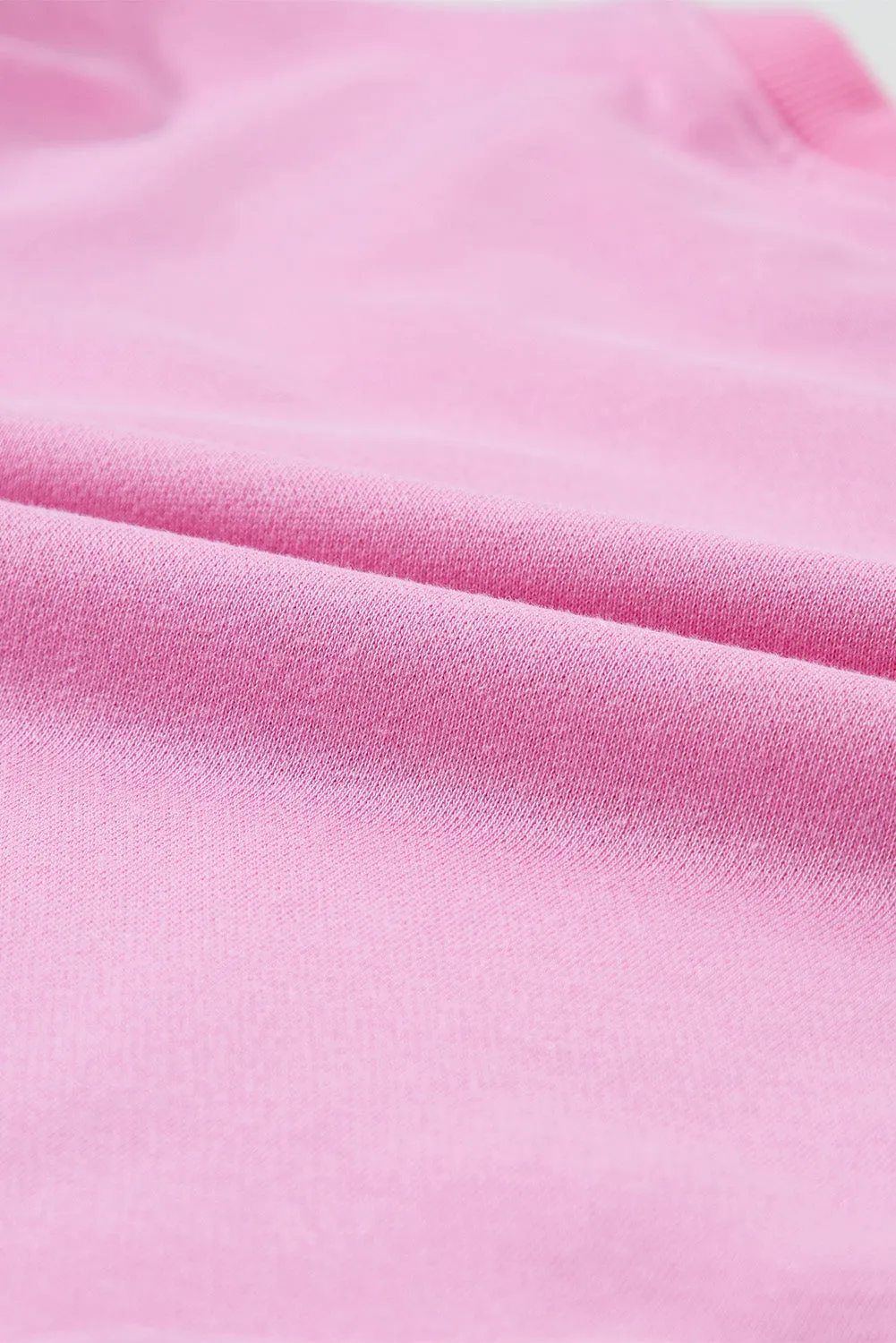 Baby Pink Pearl Detail Ribbed Crew Neck Sweatshirt