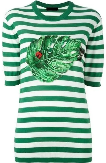 Banana Leaf Patch Knit Top