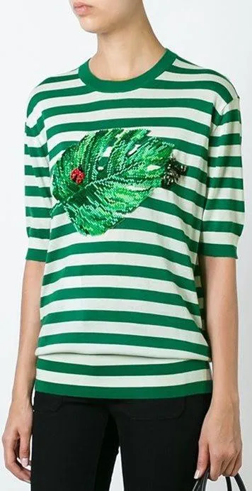 Banana Leaf Patch Knit Top