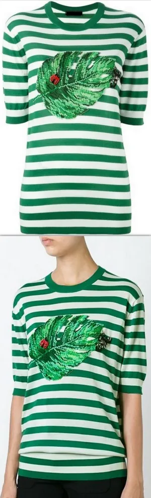 Banana Leaf Patch Knit Top