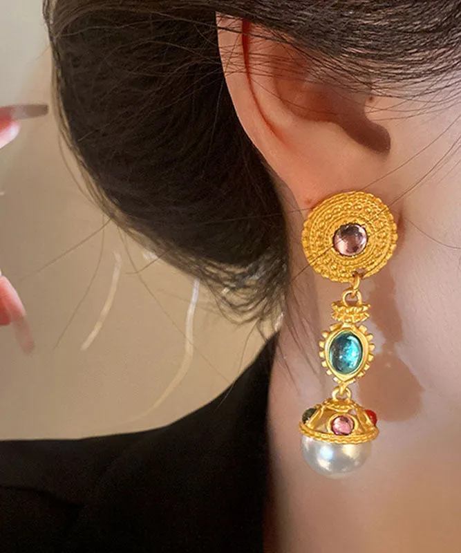 Beautiful Copper Resin Pearl Drop Earrings LY9200