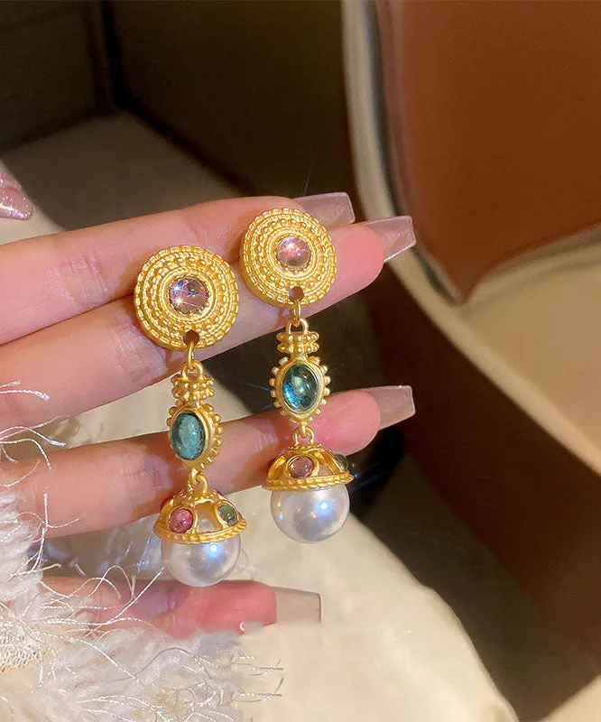 Beautiful Copper Resin Pearl Drop Earrings LY9200