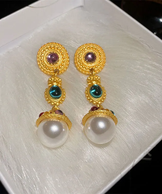 Beautiful Copper Resin Pearl Drop Earrings LY9200