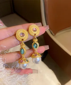 Beautiful Copper Resin Pearl Drop Earrings LY9200