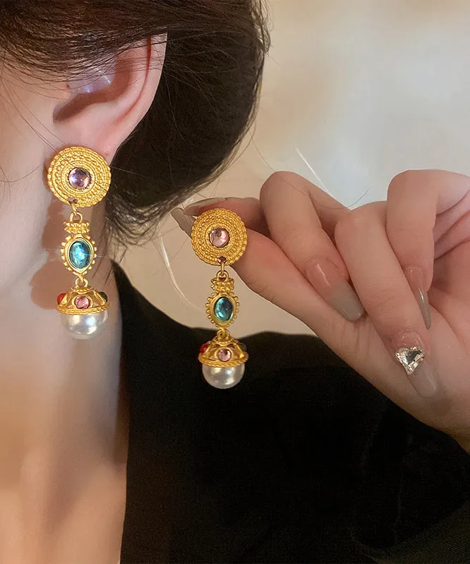 Beautiful Copper Resin Pearl Drop Earrings LY9200