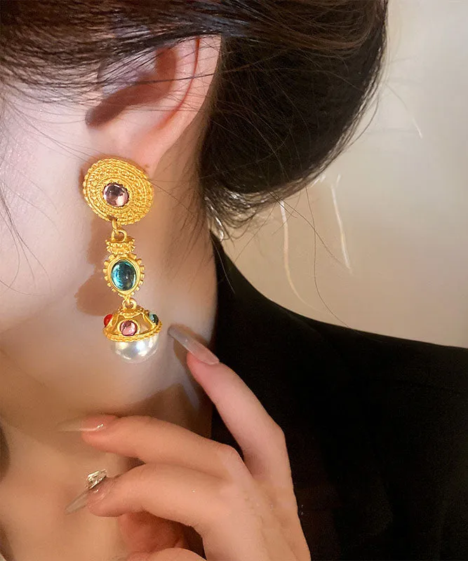 Beautiful Copper Resin Pearl Drop Earrings LY9200