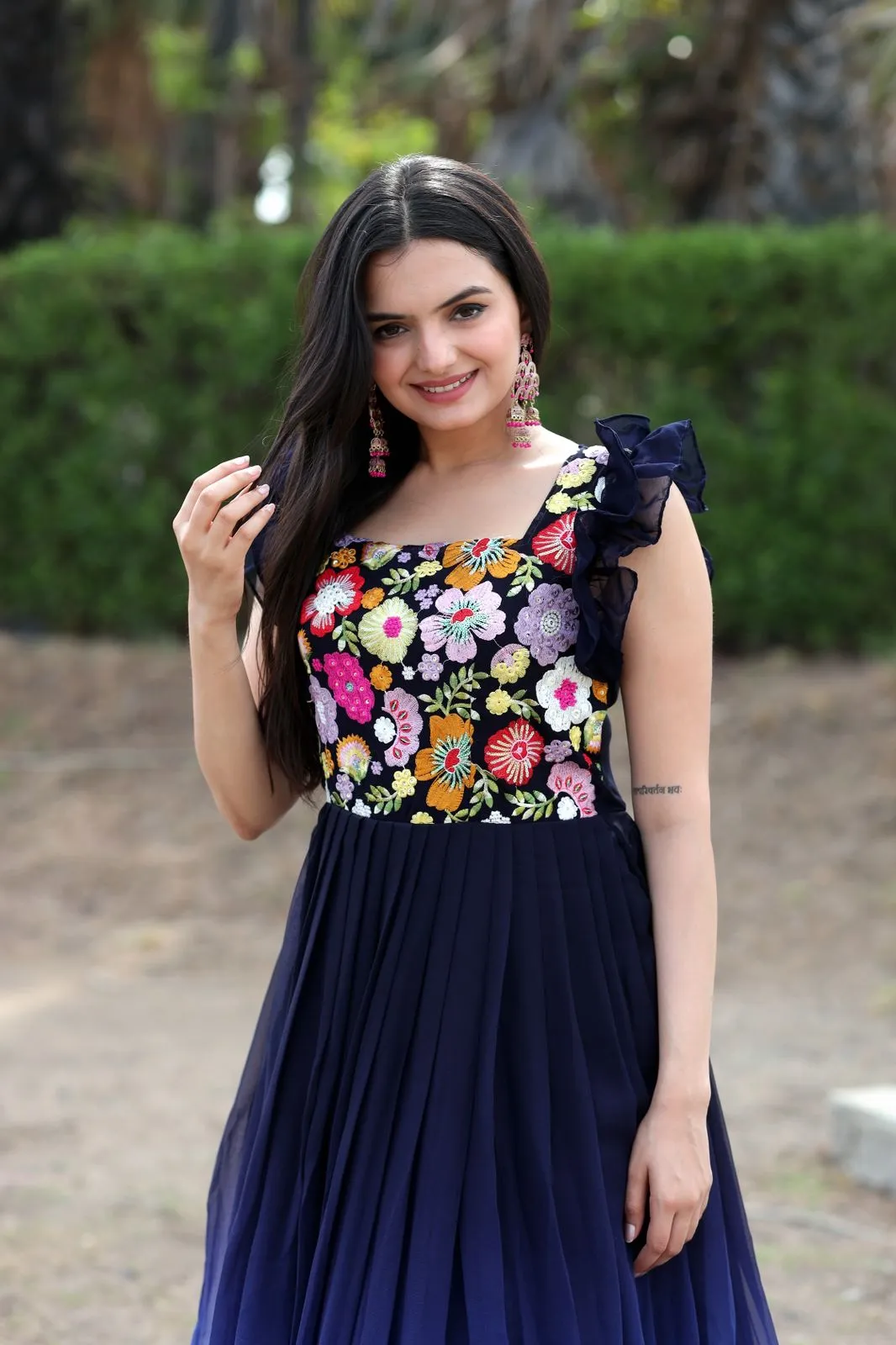 Beautiful Work Double Shaded Blue Color Gown