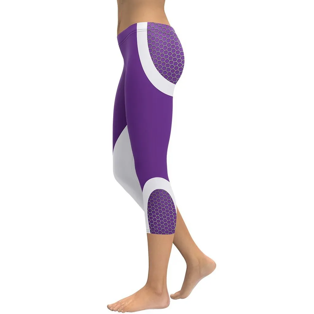 Beehive Geometric Capris Royal Purple