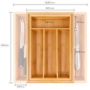 BergHOFF Bamboo 6-Slot Expanding Flatware Organizer