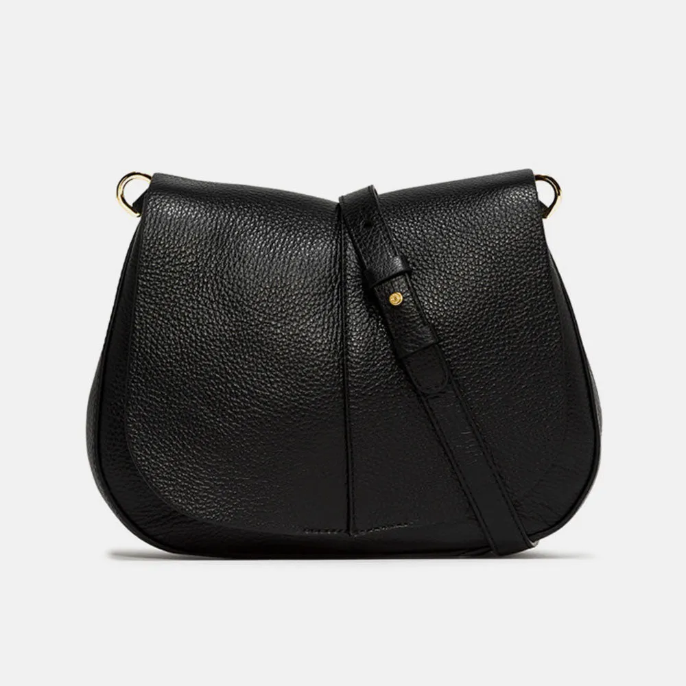 Black Leather Helena Saddle Bag