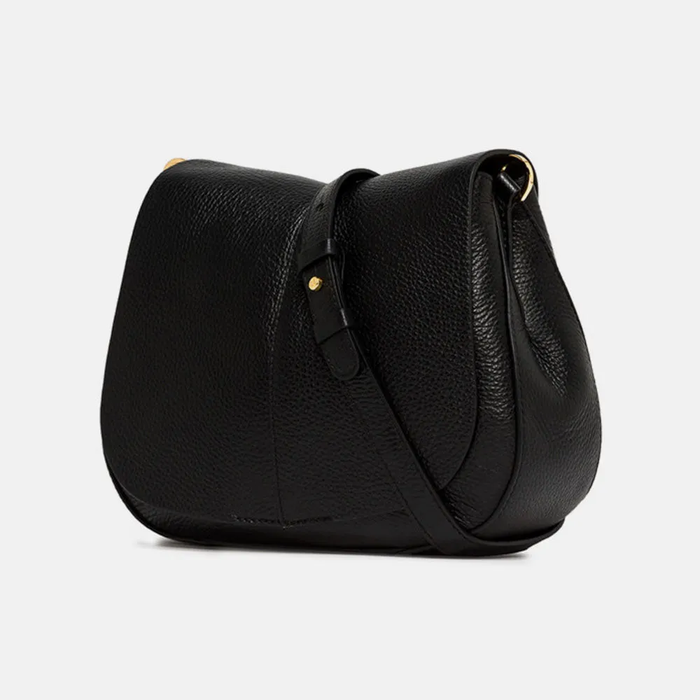 Black Leather Helena Saddle Bag