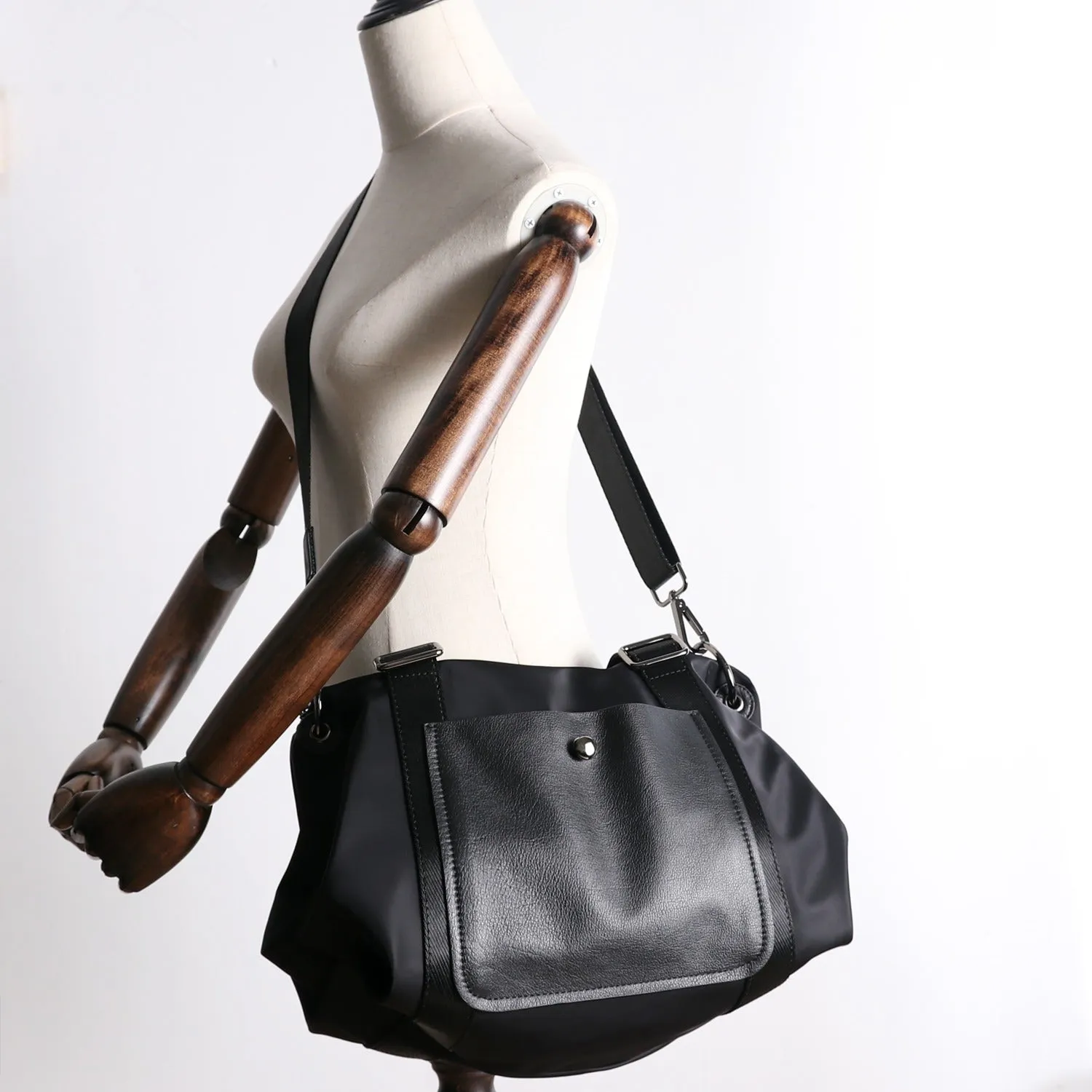 Black Nylon Shoulder Bag Handbag Women's Nylon Crossbody Bag Black Crossbody Nylon Bag